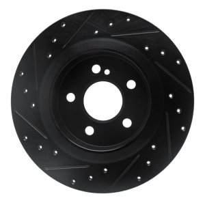 Mercedes-Benz SLC300 Brake Rotor (1) - Rear Right - R1 Concepts - Drilled & Slotted - Black - `12-`20